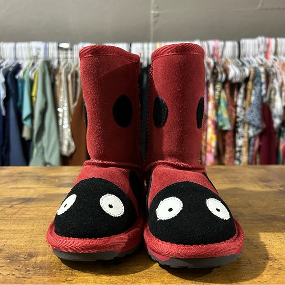 EMU Australia Girls Ladybird Red and Black Suede Merino Wool Boots K8 - Picture 3 of 9